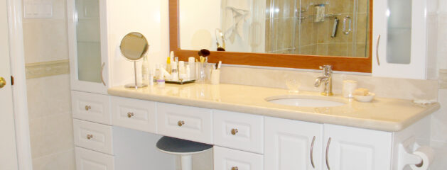 White Vanity with Laminate Counter Top